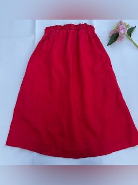 Everlane 100% Linen Red Smocked Mini Dress size XXS